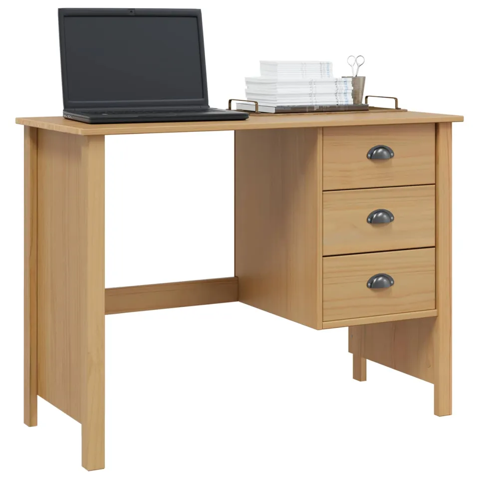 vidaXL Bureau met lades HILL Honingbruin 100 x 45 x 74 cm