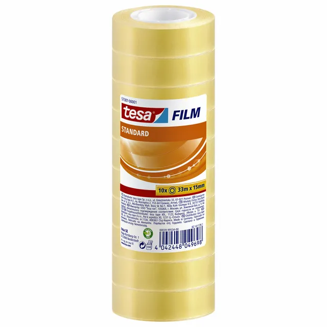 Tesa Plakband tesafilm® Standaard 33mx15mm krimp transparant 10 rollen