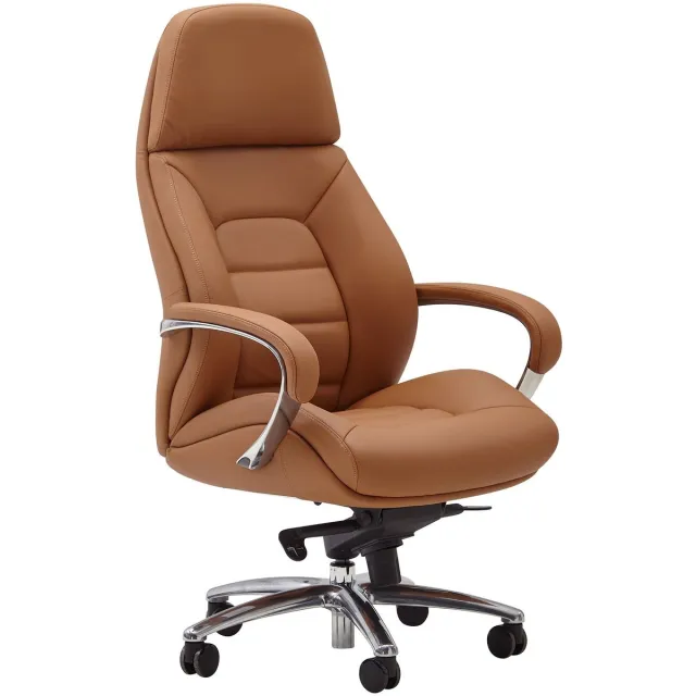 Ervesto Bureaustoel echt leer caramel ergonomisch - SPM1.436
