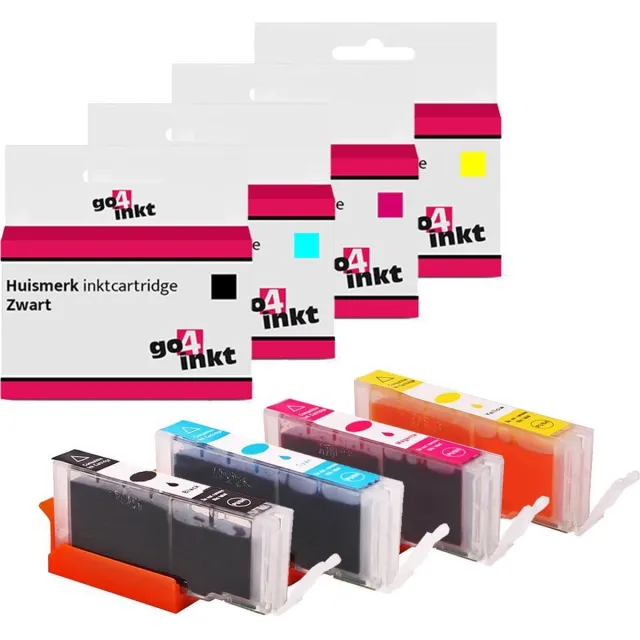 Go4inkt compatible met Canon CLI-551 bk/c/m/y inkt cartridges multipack - Zwart, Cyaan, Magenta, Yellow Foto zwart, Cyaan, Magenta, Yellow