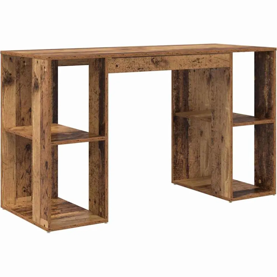 vidaXL Bureau Oud Hout 130 x 50,5 x 75 cm Bewerkt hout bruin, foto 3