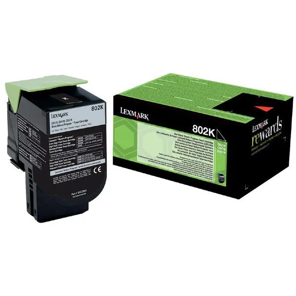 Lexmark 802K Toner Zwart, 1k