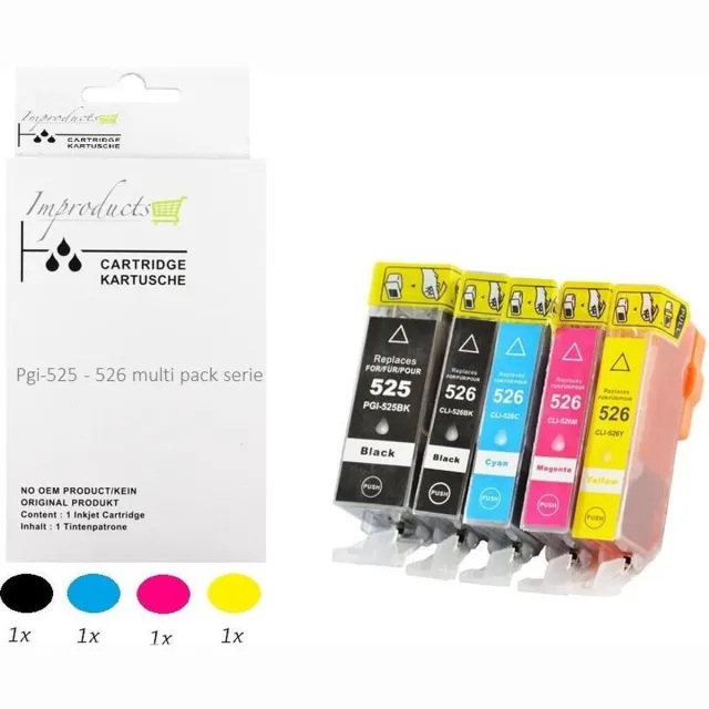Improducts Inkt cartridges - Alternatief Canon PGI-525 / CLI-526 XL multi pack new chip v5