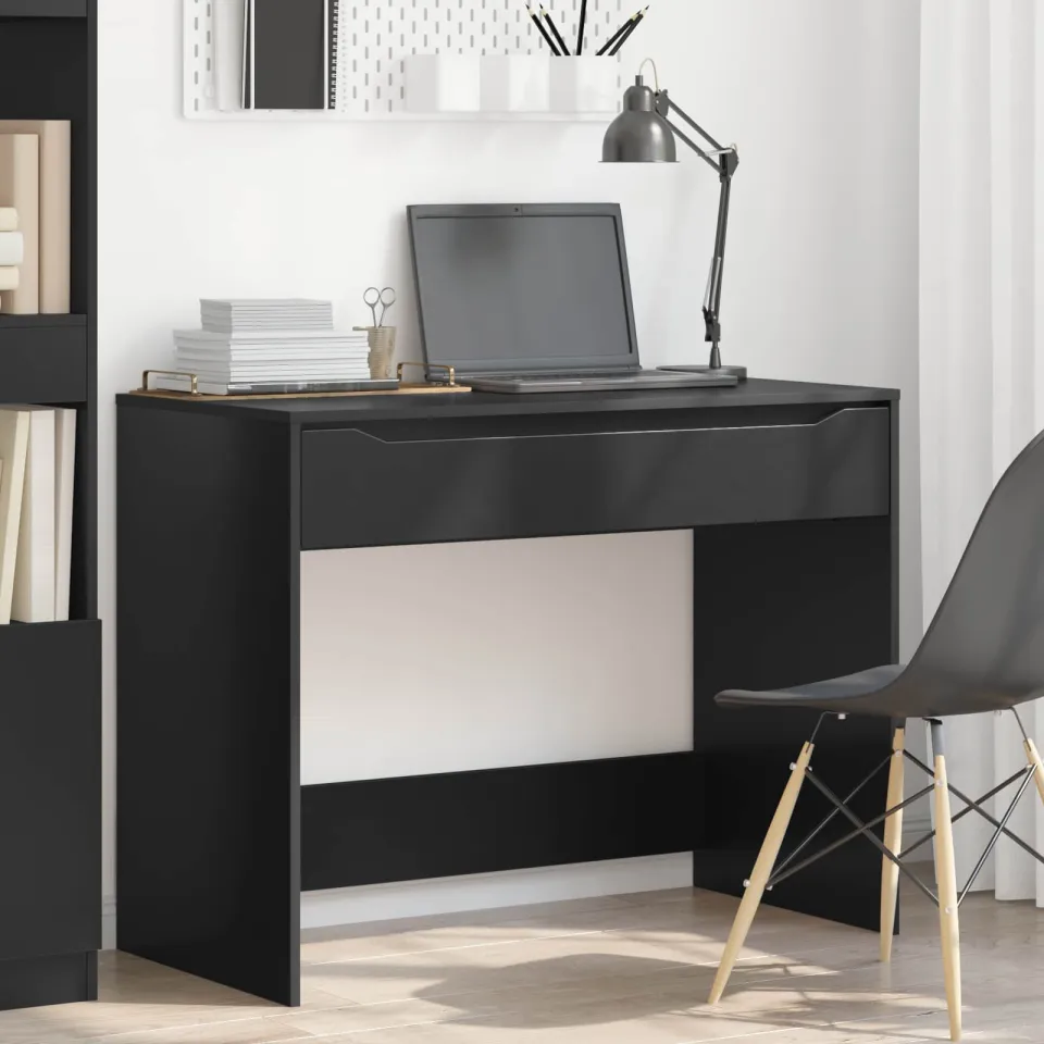 vidaXL Bureau met lade Zwart 100 x 50 x 78 cm Geconstrueerd hout, foto 4