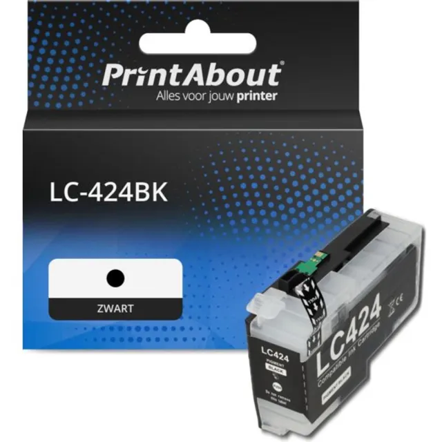 PrintAbout huismerk Inktcartridge LC-424BK Zwart geschikt voor Brother