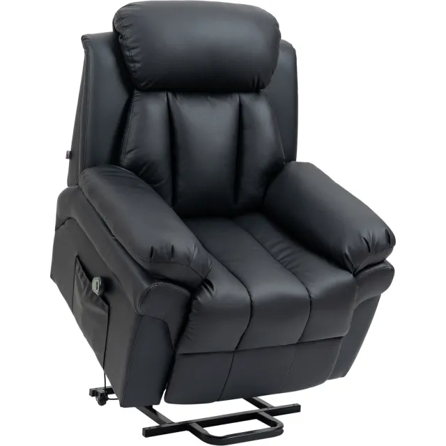 Homcom Elektrisch verstelbare bureaustoel - Bekleding van synthetisch PU-leer - 96x93x105cm - Zwart