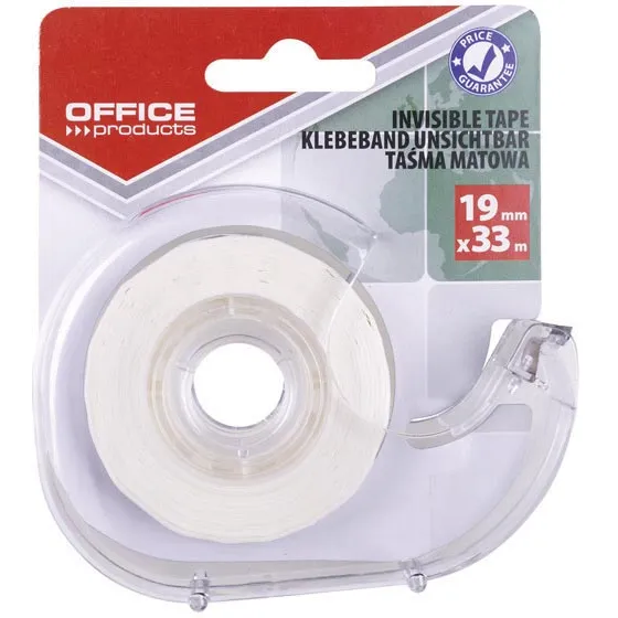 Office Products plakband, 19 mm x 33m, transparant mat, blister met 1 afroller met 1 rolletje