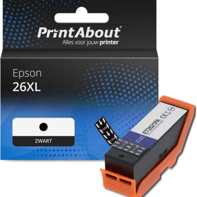 PrintAbout huismerk Inktcartridge 26XL (C13T26214012) Zwart Hoge capaciteit geschikt voor Epson
