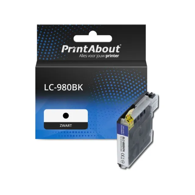 PrintAbout huismerk Inktcartridge LC-980BK Zwart Geschikt voor Brother