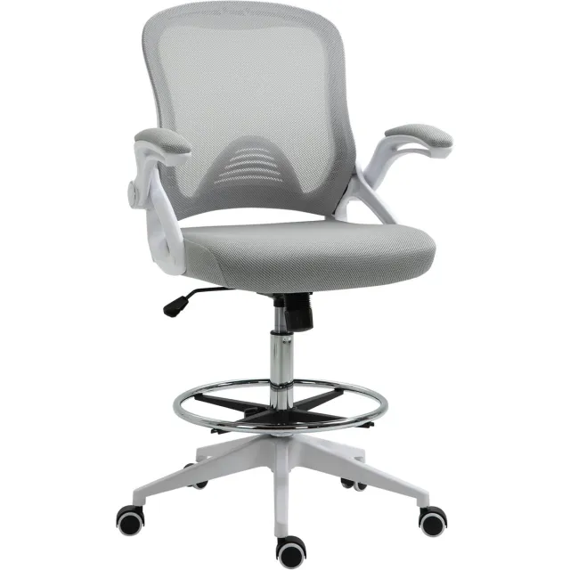Vinsetto staande bureaustoel - stof - 64x60x126cm - grijs
