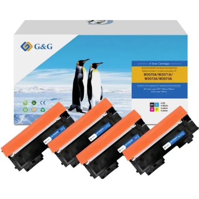 G&G Toner vervangt HP 117A Compatibel Combipack Zwart, Cyaan, Magenta, Geel NT-PH2070BK/C/M/Y-B-V3-4-S1 Kleurloos