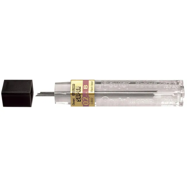 Pentel potloodstiften, 0,2 mm, B, etui van 12 stuks