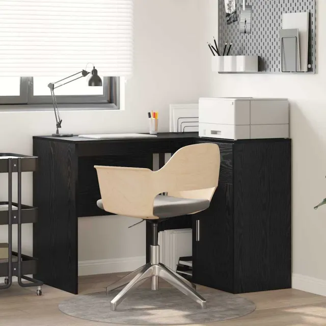 vidaXL Hoekbureau met lade met plank Zwart Eiken 102 x 88 x 75 cm, foto 2