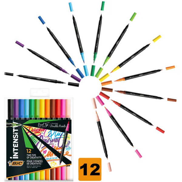 Bic Kleurstiften Bic Intensity dual-tip assorti etui à 12 stuks