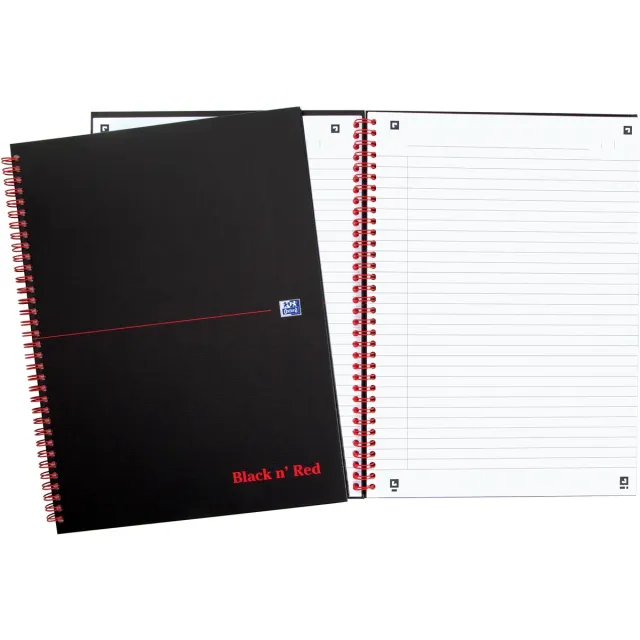 Oxford Spiraalblok oxford black n' red a4 lijn 140 Pagina's 80gr
