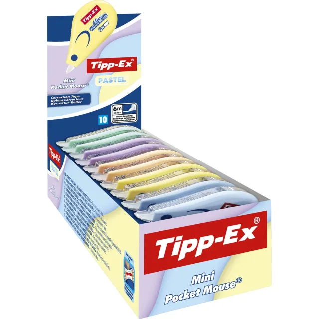 Tipp-ex mini-pocket mouse pastel, doos van 10 stuks, assorti