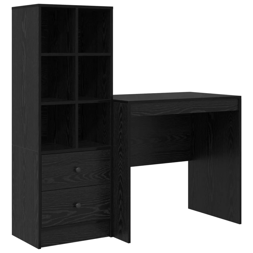 vidaXL Bureau Zwart Eiken 125,5 x 50 x 127 cm 2 st, foto 3