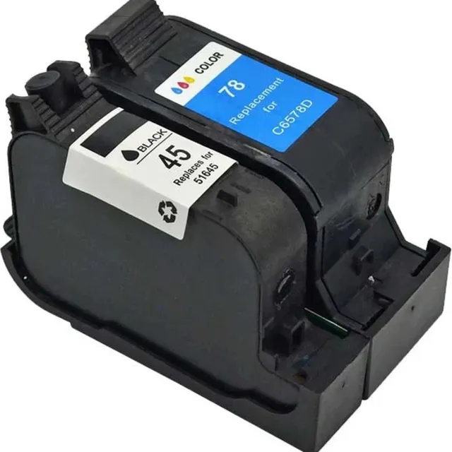 Inktkenners Inktcartridges Geschikt voor HP 45/78 | Multipack van 1x Zwart en 1x Kleur Geschikt voor Officejet G55 - G85 - G95 - K60 - K80 - Photosmart 1000 - 1100 - 1115 - DeskJet 1180C - 1220C - 1280 zwart, kleur