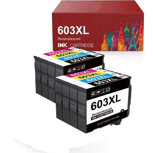 WeCare 8-pack 603 | Geschikt voor Epson 603XL inktcartridges - Geschikt voor Epson Expression Home XP2100 - XP2150 - XP3100 - XP3150 - XP4100 - XP4150 - WF-2810DWF - WF-2820DWF - WF-2830DWF Multipack 8 cartridges | 2x BK 2x C 2x M 2x Y