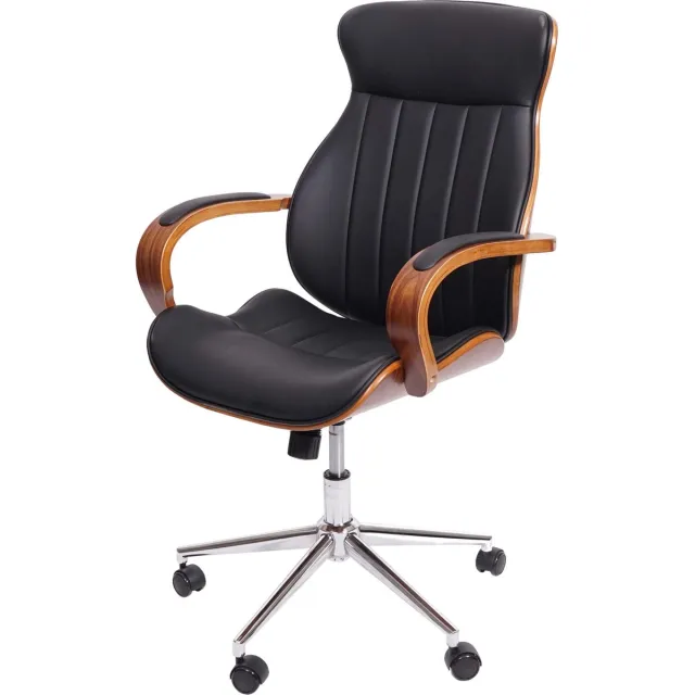 Cosmo Casa Retro Bureaustoel - Elegante Stijl en Optimaal Comfort - Kunstleer - Zwart