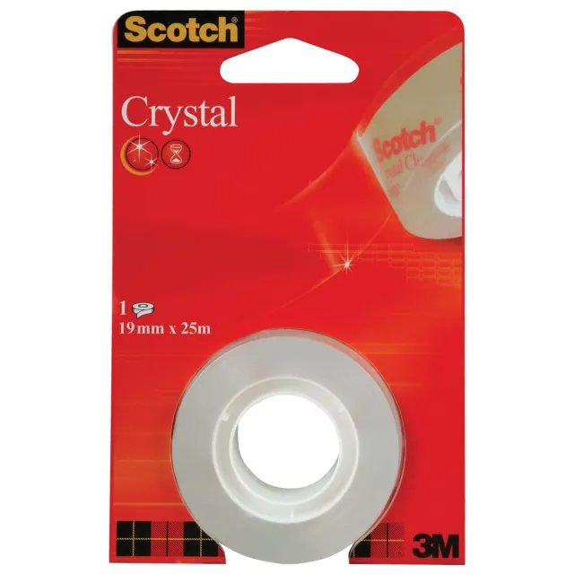 Scotch Plakband Crystal ft 19 mm x 25 m, blister met 1 rolletje geel