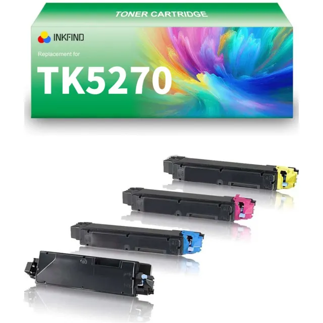 INKFIND TK-5270 (TK5270BK-TK5270C-TK5270M-TK5270Y) tonercartridge multipack van 4 stuks (Zwart+Cyaan+Magenta+Geel) compatibel met Kyocera TK-5270 (TK5270BK-TK5270C-TK5270M-TK5270Y) voor Kyocera ECOSYS P6230cdn/M6230cidn/M6630cidn 4-pack BK/C/M/Y Zwart x1, Cyaan x 1, Magenta x 1, Geel x 1