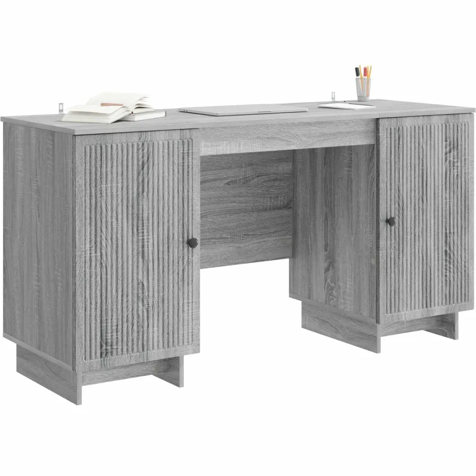 vidaXL Bureau Grijs Sonoma Bewerkt hout 142,5 x 50 x 75 cm