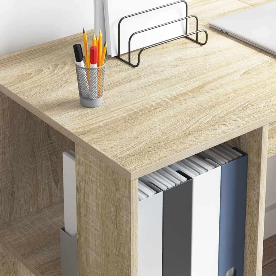 vidaXL Bureau Sonoma Eiken 130 x 50,5 x 75 cm Bewerkt hout, foto 4