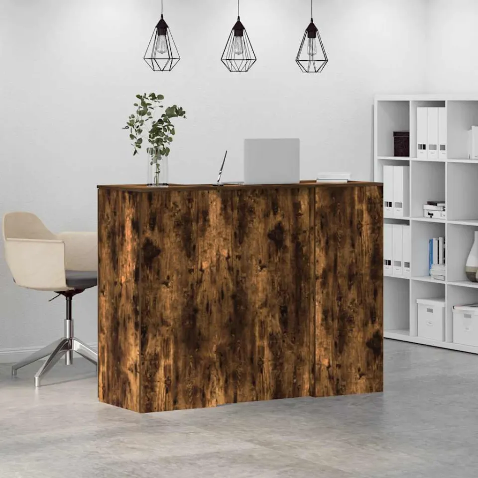 vidaXL Receptiebalie 135x50x103,5 cm bewerkt hout gerookt eikenkleurig, foto 4