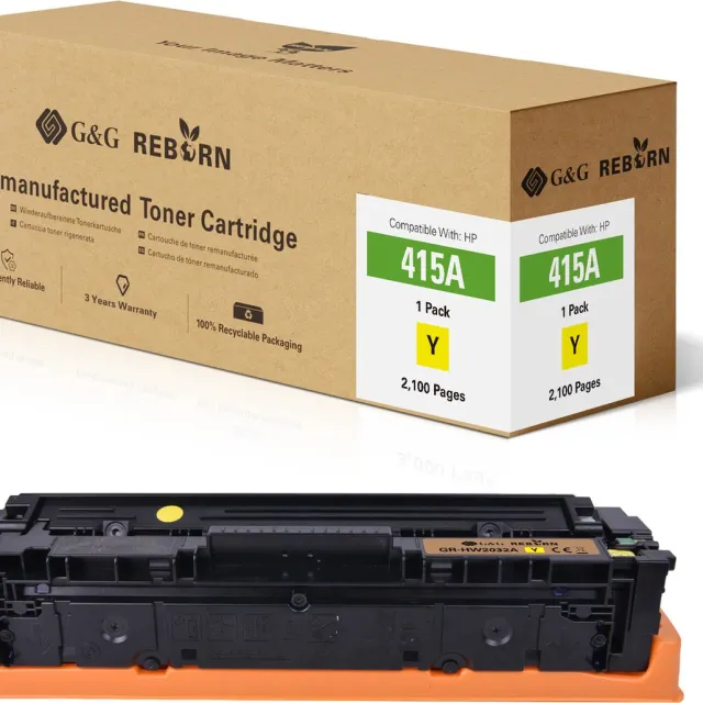 G&G REBORN 415A gereviseerde Tonercartridge Geschikt voor HP 415A W2032A 415X W2032X geel
