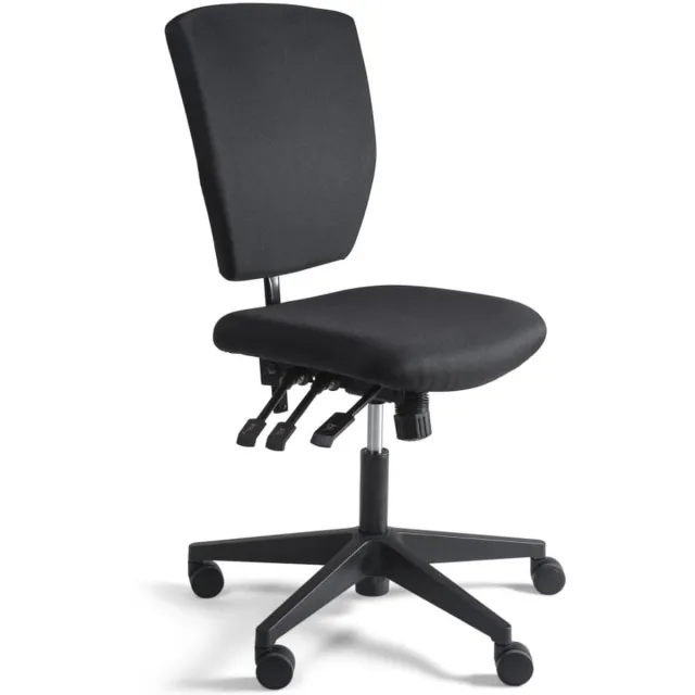 Workliving Werkstoel C Comfort - Nylon onderstel - Wielen - (N)EN 1335 - Baliestoel - Kassastoel Zwart met zwart onderstel