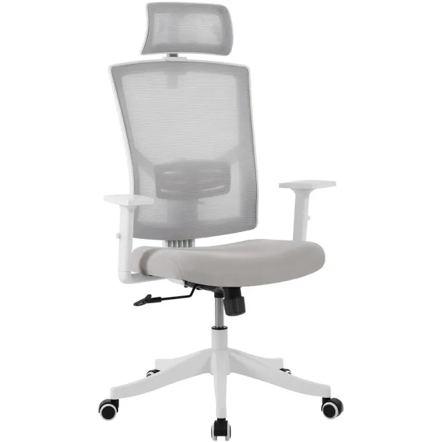 Allero Bureaustoel - Ergonomische Bureaustoel - Bureaustoelen Voor Volwassenen - Mesh - Grijs - Zwenkwielen - 159kg - Verstelbaar