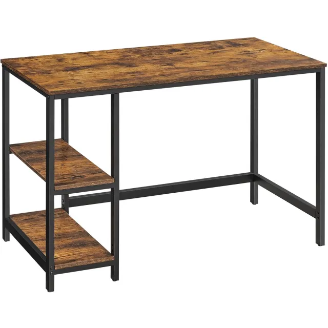 In And Outdoormatch Hennova Bureau - Werktafel - Computertafel - Tafel - Met 2 open opbergvakken - Industrieel ontwerp - Bruin/zwart - 120 x 60 x 75 cm bruin en zwart