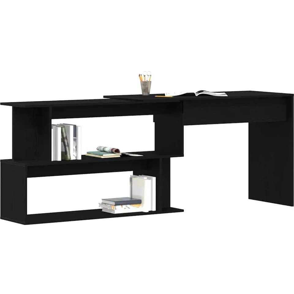vidaXL Bureau Zwart Eiken Bewerkt hout 200 x 50 x 76 cm