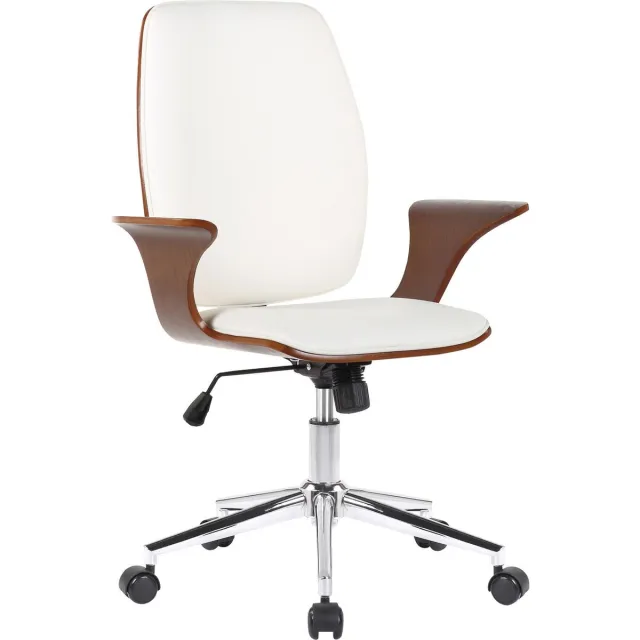 CLP Burbank Bureaustoel walnoot/wit Imitatieleer