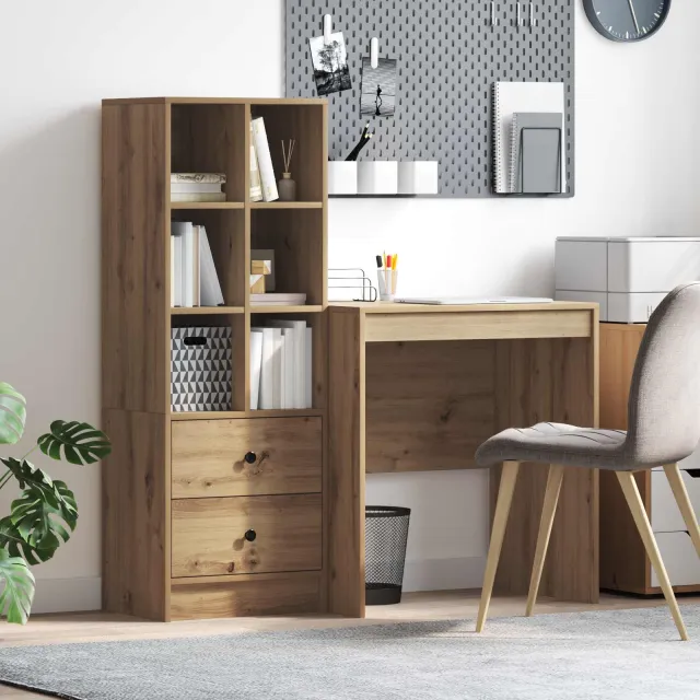 vidaXL Bureau Artisan Eiken 115,5 x 50 x 127 cm 2 st, foto 2