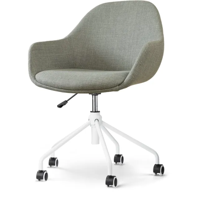 Nolon Nout-Mae Bureaustoel Saliegroen - Stof - Vestelbaar - Wieltjes - Wit Onderstel - Design - Comfortabel Groen - Wit onderstel