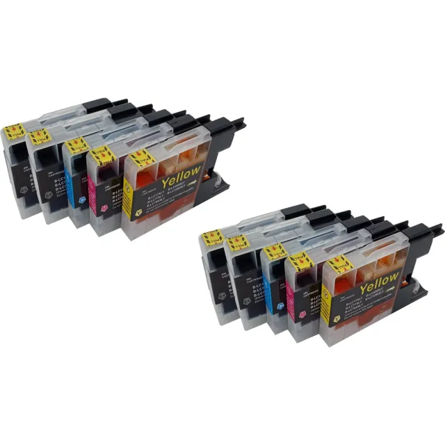 KATRIZ huismerk inkt voor|Brother 1240XL/1280XL| 4x black +2x Cyan +2x Magenta+2x Yellow| (10stuks) Zwart, Cyaan, Magenta, Geel