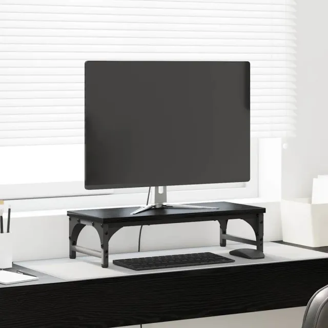 vidaXL Monitor Stand Zwart eiken 55 x 23 x 14 cm Bewerkt hout