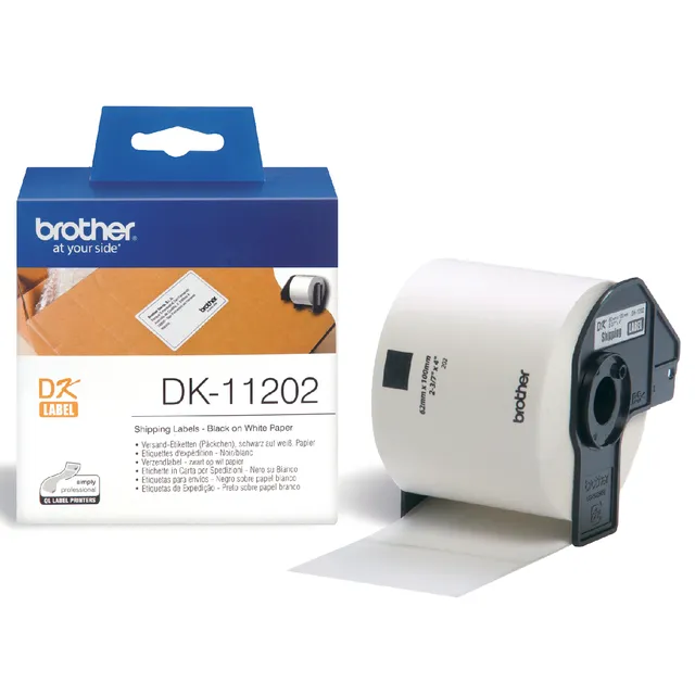 Brother Etiket Brother DK-11202 verzendlabel 62x100mm 1 rol á 300 stuks wit