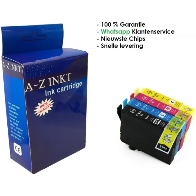 AtotZinkt huismerk Epson 502 XL cartridges- Multipack van 4 stuks - Met Chip - Epson 502XL - Voor Printers: Expression Home XP-5100 / XP-5105 - Workforce WF-2860DWF / WF-2865DWF