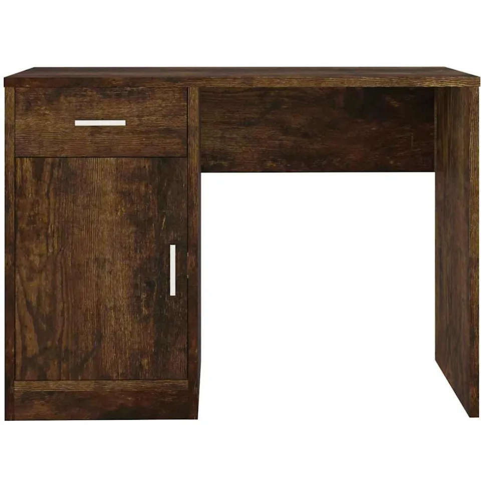 vidaXL Bureau met kast en lade 100x40x73 cm bewerkt hout gerookt eiken, foto 3