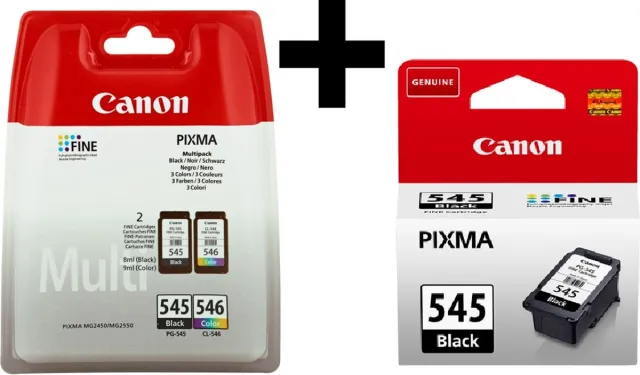 Canon PG-545 + CL-546 - Inktcartridge - Origineel - Standaard capaciteit - Kleur en Zwart 2x + Retourzakje Zwart + Kleur + Retourzakje