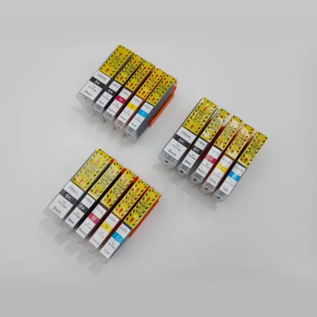KATRIZ huismerk inkt voor Canon 3X PGI550XLBK + 3X CLI551XLBK + 3X CLI551XLCyaan + 3X CLI551XLMagenta + 3X CLI551XLGeel (15stuks) - Met chip Zwart, Foto Zwart, Cyaan, Magenta, Geel