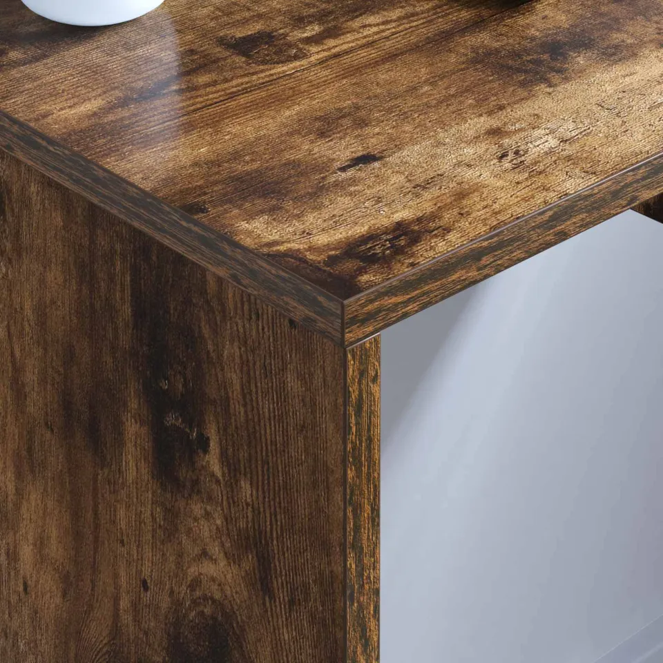 vidaXL Wandbureau Gerookt eiken 60 x 45 x 30 cm Bewerkt hout, foto 4