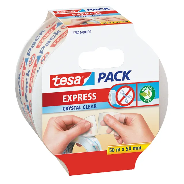 Tesa Verpakkingstape tesapack® Express Crystal Clear 50mx50mm handscheurbaar transparant