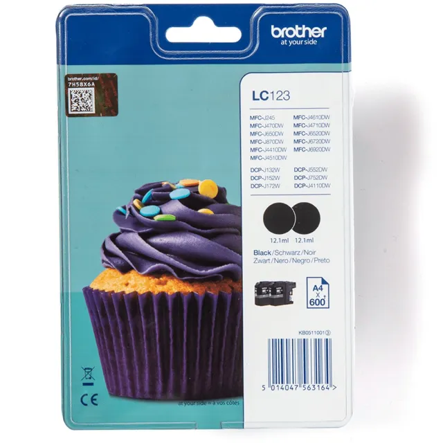 Brother LC123BKBP inktcartridge 1 stuk(s) Origineel Zwart
