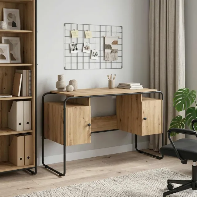 vidaXL Bureau met opbergruimte Artisanaal eiken 120 x 50.5 x 75.5 cm, foto 2