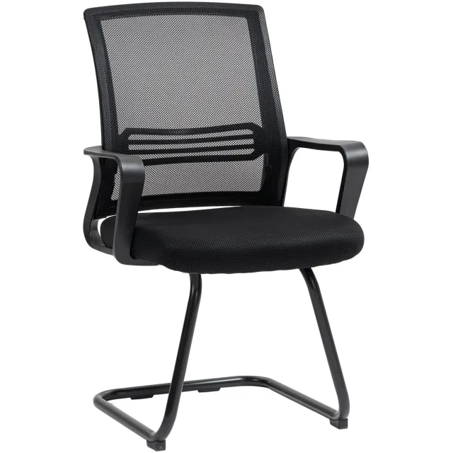 Homona 2-delige set conferentiestoelen - Ergonomisch met mesh-rugleuning en metalen onderstel - 58,5 x 57,5 x 93 cm - Zwart