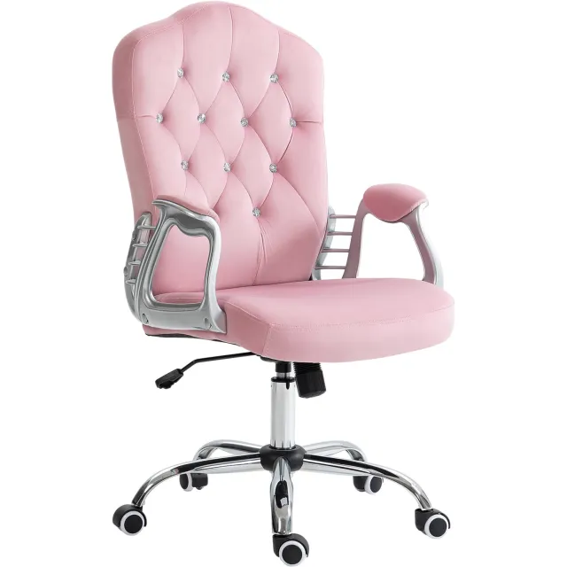 Lunpog Bureaustoel met Wipfunctie & Hoogteverstelbaar - Fluweel - Roze - 61x61x104-114cm